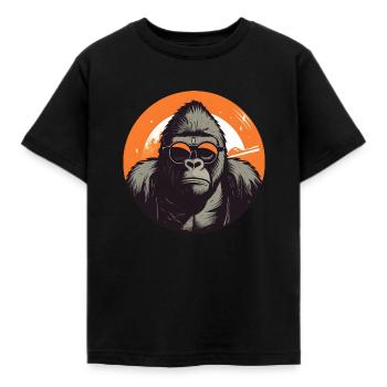 Gorilla with sunglasses, monkey, primate - Kids' T-Shirt - black - Front - AI Model Kid Female (0cm)