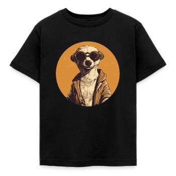 Meerkat with sunglasses, Suricate - Kids' T-Shirt - black - Front - AI Model Kid Female (0cm)