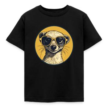 Meerkat with sunglasses, Suricate - Kids' T-Shirt - black - Front - AI Model Kid Female (0cm)