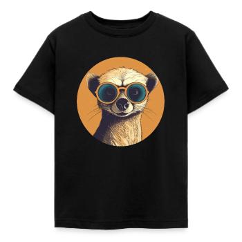 Meerkat with sunglasses, Suricate - Kids' T-Shirt - black - Front - AI Model Kid Female (0cm)