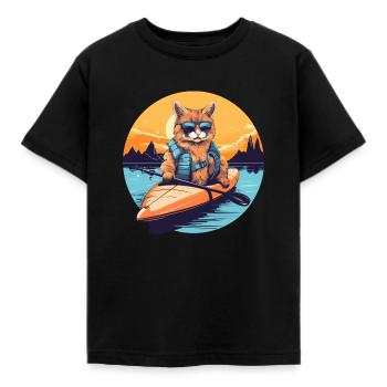 Kajakfahren, Kajakfahren, Paddeln, Paddeln - Kinder T-Shirt - Schwarz - Vorne - AI Model Kid Female (0cm)