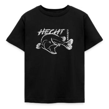 Hecht Flüsterer - Hecht Angeln - Kinder T-Shirt - Schwarz - Vorne - AI Model Kid Female (0cm)