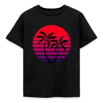 Retro Vaporwave Sonnenuntergang Palmen 80er Jahre - Kinder T-Shirt - Schwarz - Vorne - AI Model Kid Female (0cm)