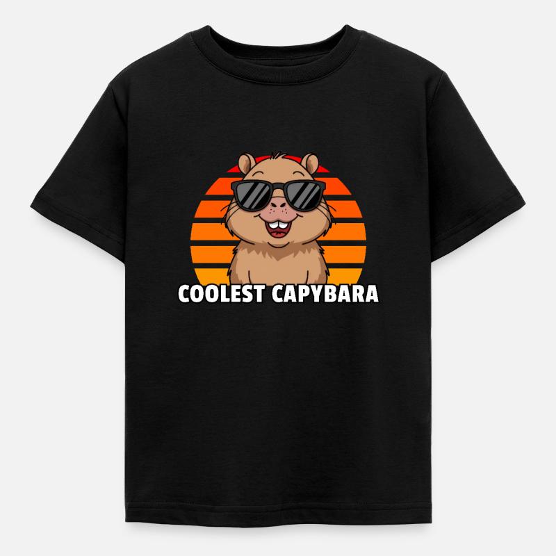 Capybara le plus cool - Coucher de soleil vintage - T-shirt Enfant - noir