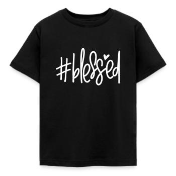 hashtag blessed - Kids' T-Shirt - black - Front - AI Model Kid Female (0cm)