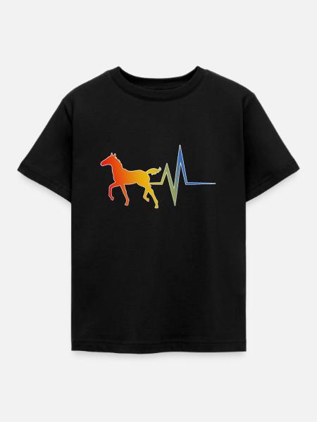 Pferd - EKG - Kinder T-Shirt - Schwarz