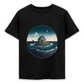 Lonely house on a seaside island - Kids' T-Shirt - black - Front - AI Model Kid Female (0cm)