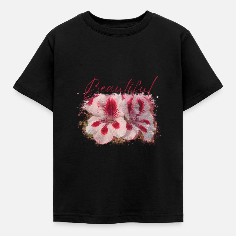 Schöne Aura-Blumen - Kinder T-Shirt - Schwarz