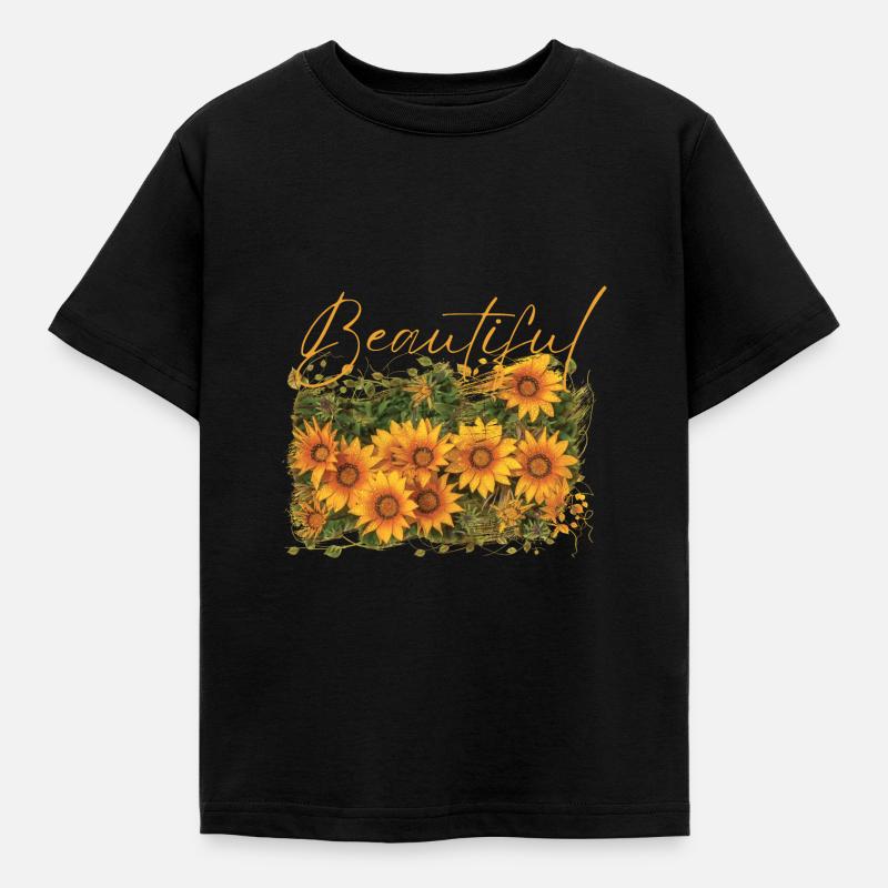 Schöne Amaterasu-Blumen - Kinder T-Shirt - Schwarz