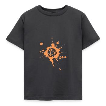 Polyhedral D20 Dice Paint Splatter - Kids' T-Shirt - dark grey - Front - AI Model Kid Female (0cm)