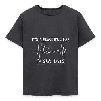 Menschenretter Sanitäter - Kinder T-Shirt - Dunkelgrau - Vorne - AI Model Kid Female (0cm)