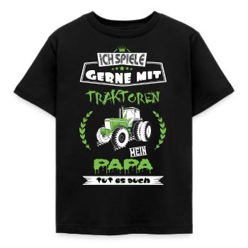 Landwirt Papa mit Traktor Vater Geschenk Tshirt - Kinder T-Shirt - Schwarz - Vorne - AI Model Kid Female (0cm)