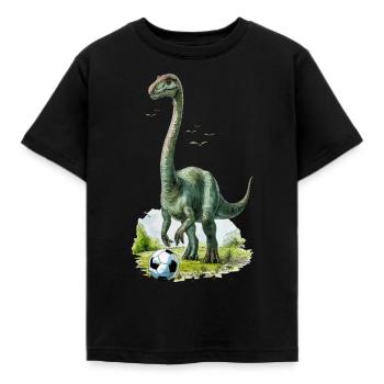 Brontosaurus Fußball Soccer ball Dino Dinosaurier - Kinder T-Shirt - Schwarz - Vorne - AI Model Kid Female (0cm)
