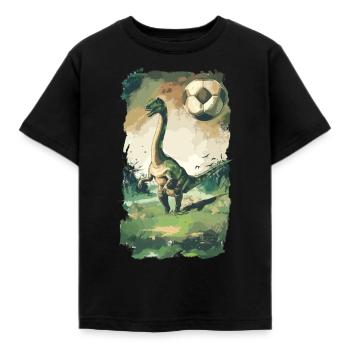 Fußball Vintage Dinosaur Dino Brontosaurus - Kinder T-Shirt - Schwarz - Vorne - AI Model Kid Female (0cm)
