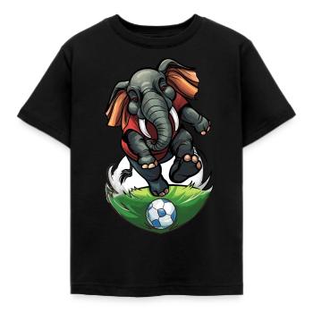 Fußball Elefant - Kinder T-Shirt - Schwarz - Vorne - AI Model Kid Female (0cm)