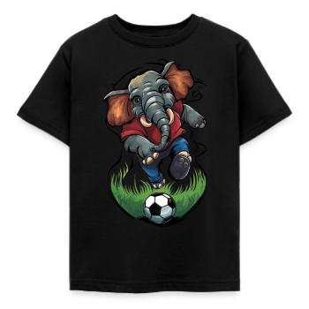 soccer soccer ball elephant - Kids' T-Shirt - black - Front - AI Model Kid Female (0cm)