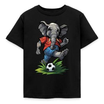 Fußball Elefant Elephant Soccer Ball - Kinder T-Shirt - Schwarz - Vorne - AI Model Kid Female (0cm)