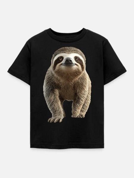 Faultier - Kinder T-Shirt - Schwarz