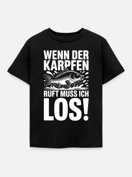 Wenn der Karpfen ruft - Kinder T-Shirt - Schwarz