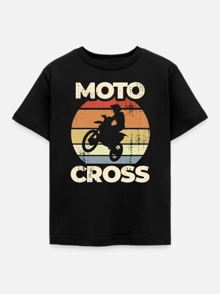 Motocross Retro Stil - Kinder T-Shirt - Schwarz