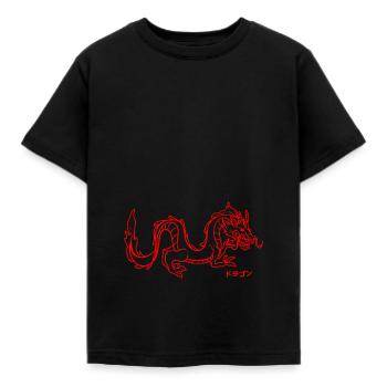 Japanese aesthetic red dragon believer - Kids' T-Shirt - black - Front - AI Model Kid Female (0cm)
