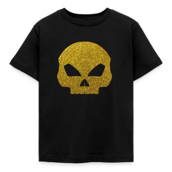 Golden Skull - Goldener Totenkopf Glitzer Gold - Kinder T-Shirt - Schwarz - Vorne - AI Model Kid Female (0cm)