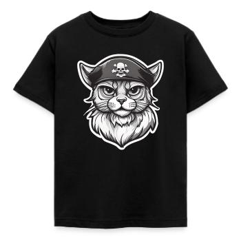PIRATE CAT 1 - Kids' T-Shirt - black - Front - AI Model Kid Female (0cm)