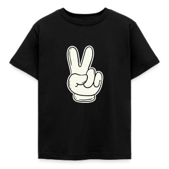Hand Sign Victory & Peace - Kids' T-Shirt - black - Front - AI Model Kid Female (0cm)