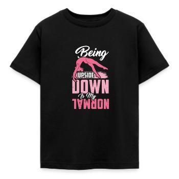 GYMNASTICS: Gymnasts stand upside down Gymnastics - Kids' T-Shirt - black - Front - AI Model Kid Female (0cm)
