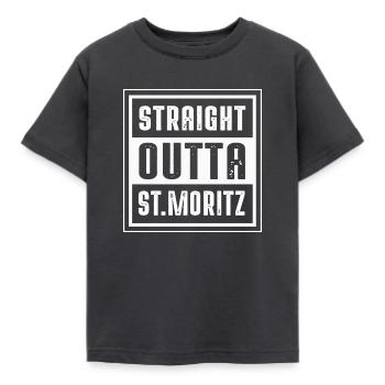STRAIGHT OUTTA ST MORITZ - Kinder T-Shirt - Dunkelgrau - Vorne - AI Model Kid Female (0cm)