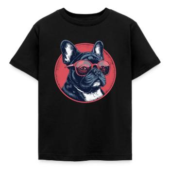 Französische Bulldogge Sonnenbrille - Kinder T-Shirt - Schwarz - Vorne - AI Model Kid Female (0cm)
