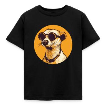 Meerkat with sunglasses, Suricate - Kids' T-Shirt - black - Front - AI Model Kid Female (0cm)