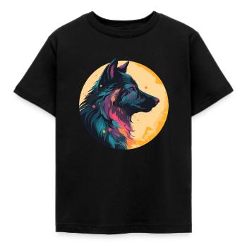 Wolf, Wild Dog, Grey Wolf, Canis lupus - Kids' T-Shirt - black - Front - AI Model Kid Female (0cm)
