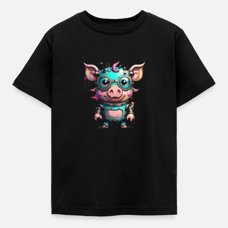 Cochon robot - T-shirt Enfant - noir