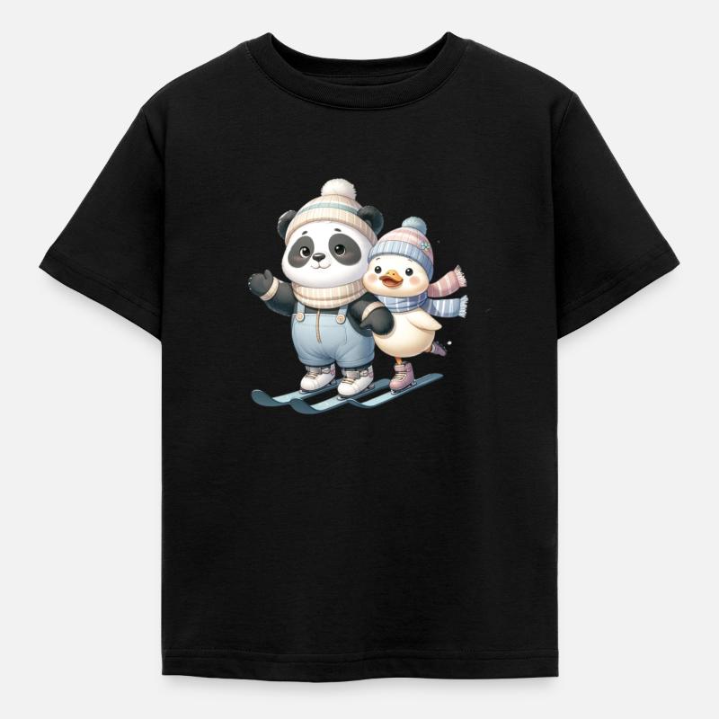 Panda - Kinder T-Shirt - Schwarz