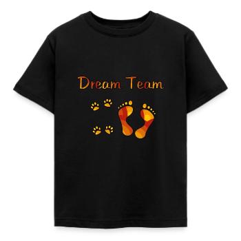 Dog design dream team DOG DREAMTEAM ORANGE - Kids' T-Shirt - black - Front - AI Model Kid Female (0cm)