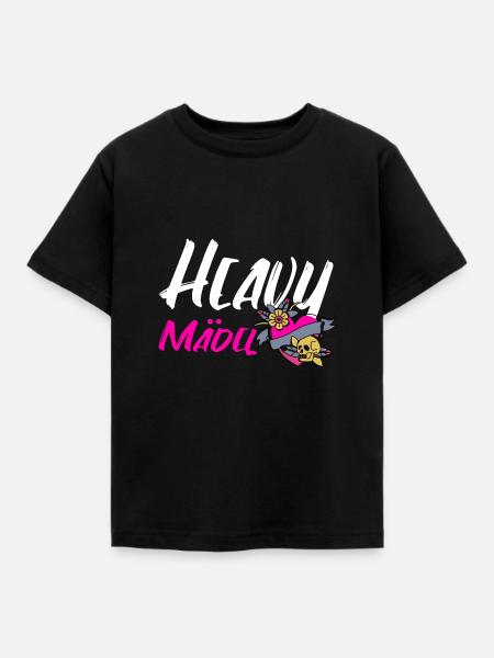 Heavy Mädel Heavy Mädl Heavy Metal Metalfan Rocker - Kinder T-Shirt - Schwarz