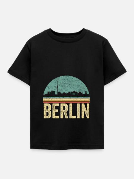 BERLIN RETRO Vintage 70er 80er Souvenir Geschenk - Kinder T-Shirt - Schwarz
