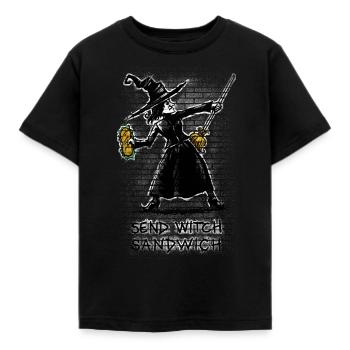 Send Witch Sandwich - Kids' T-Shirt - black - Front - AI Model Kid Female (0cm)
