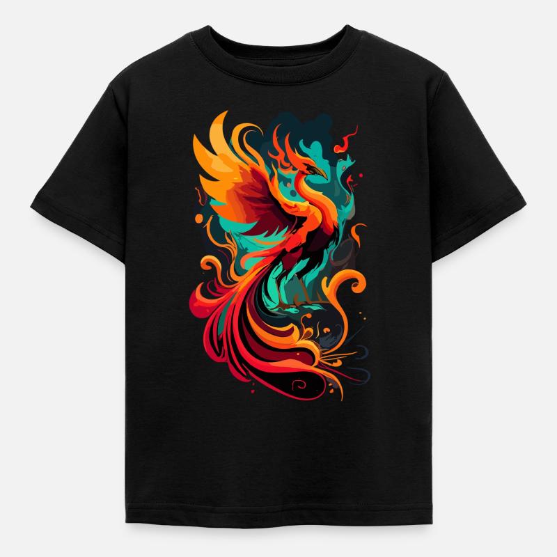 Phönix aus der Asche – Feuervogel der Wiedergeburt - Kinder T-Shirt - Schwarz