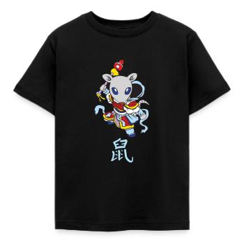 Signe astrologique chinois : Rat - T-shirt Enfant - noir - Devant - AI Model Kid Female (0cm)