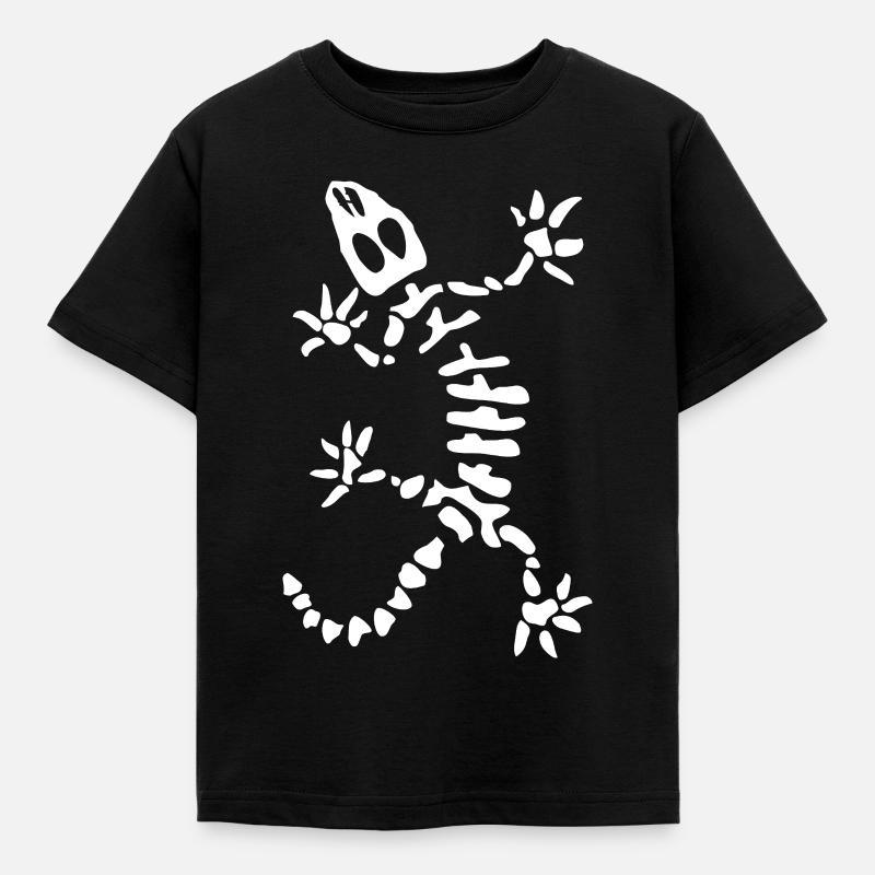 Gecko Skeleton: Lizard, Reptile & Bones - Kids' T-Shirt - black