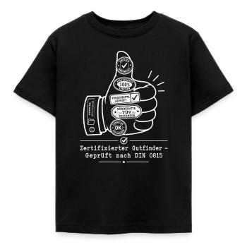 Zertifizierter Gutfinder, DIN Norm Satire - Kinder T-Shirt - Schwarz - Vorne - AI Model Kid Female (0cm)