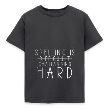 Spelling is difficult grammar teacher - Kids' T-Shirt - dark grey - Front - AI Model Kid Female (0cm)