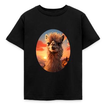 Alpaka - Kinder T-Shirt - Schwarz - Vorne - AI Model Kid Female (0cm)