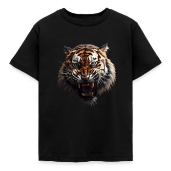Tiger - Kinder T-Shirt - Schwarz - Vorne - AI Model Kid Female (0cm)
