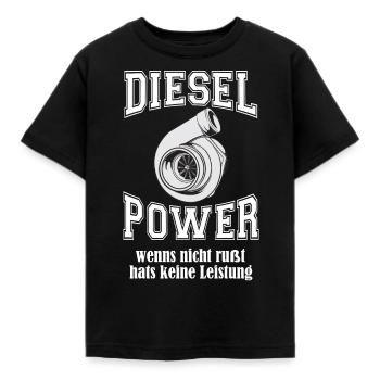 DIESEL POWER DOPPEL S - Kinder T-Shirt - Schwarz - Vorne - AI Model Kid Female (0cm)