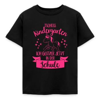 Tschüss Kindergarten, ich glitzer in der Schule - Kinder T-Shirt - Schwarz - Vorne - AI Model Kid Female (0cm)