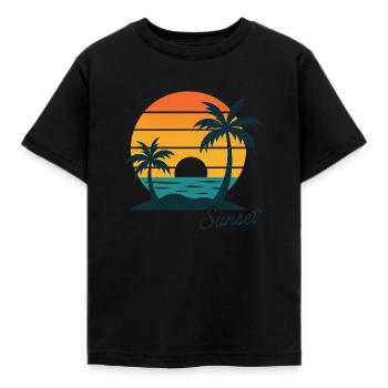 Retro Sunset Escape - Kids' T-Shirt - black - Front - AI Model Kid Female (0cm)