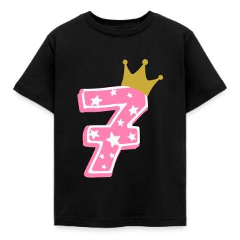 7 Krone 7. Geburtstag 7 Jahre - Kinder T-Shirt - Schwarz - Vorne - AI Model Kid Female (0cm)